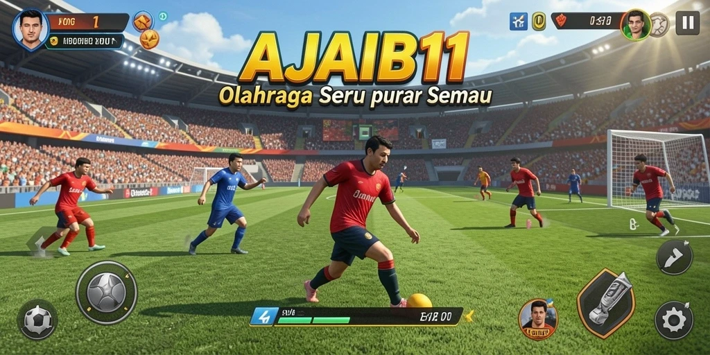 Screenshot gameplay AJAIB11 menunjukkan aksi seru dalam olahraga.