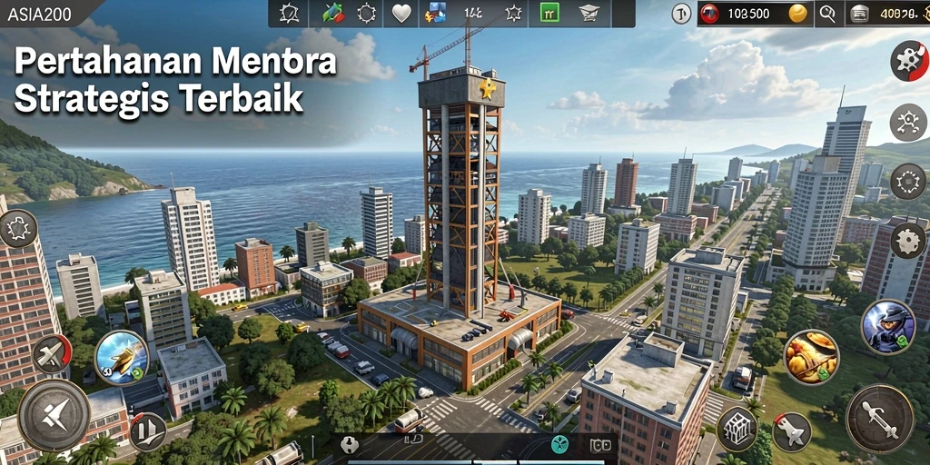 Tampilan gameplay ASIA200 menampilkan tindakan Tower Defense yang mendebarkan.