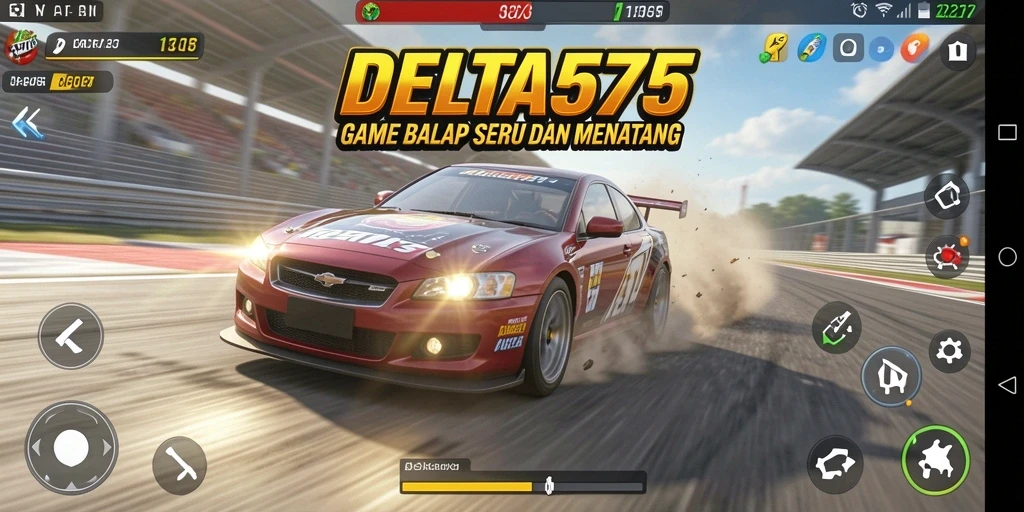 Tangkapan layar gameplay <strong>DELTA575</strong> menunjukkan aksi balap yang mendebarkan dan mobil yang menawan.