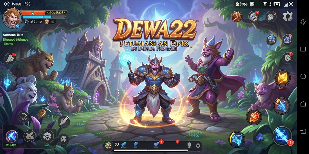 Tampilan gameplay mendebarkan DEWA22 dalam dunia fantasi.
