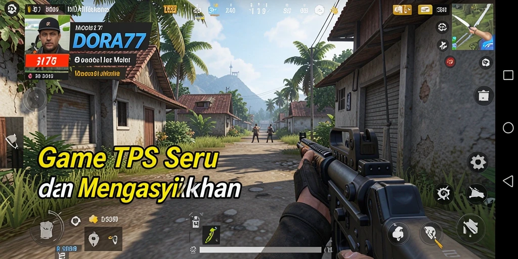 Tampilan screenshot DORA77 menampilkan aksi seru dalam gameplay TPS.