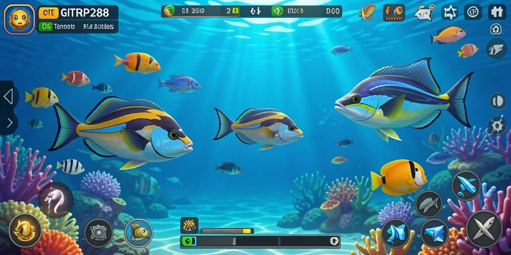 Tampilan gameplay seru dalam GIFTRP288 saat menembak ikan.