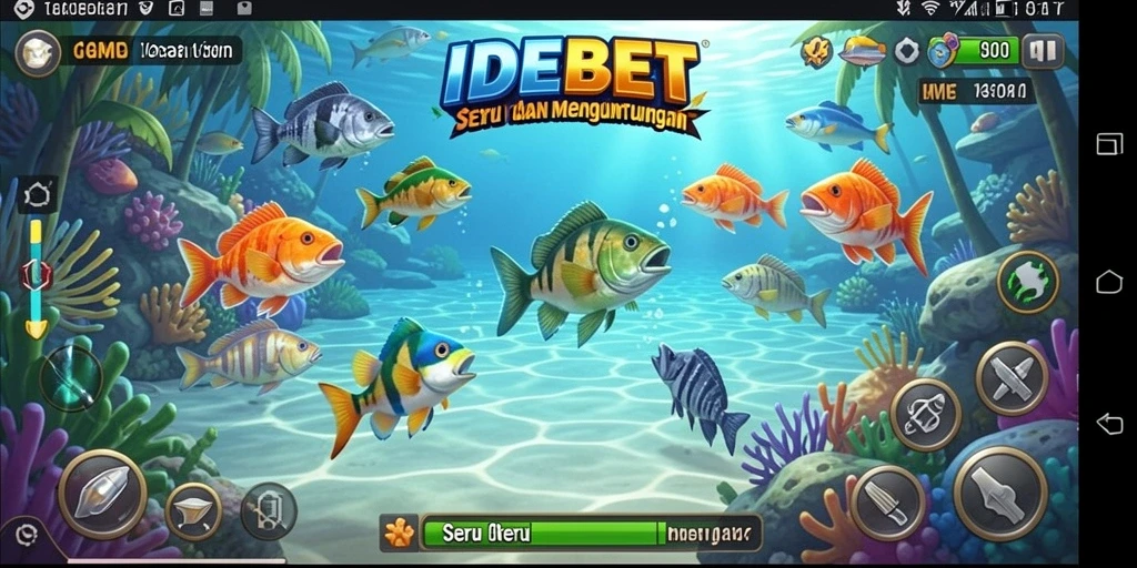Tampilan gameplay IDEBET dengan aksi menembak ikan yang seru.