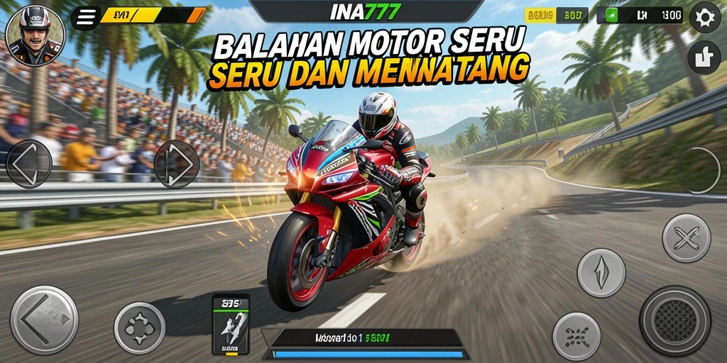 Menampilkan aksi balapan motor yang mendebarkan dan menantang.