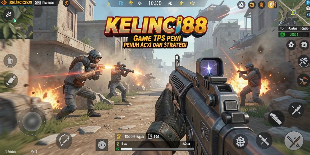 Screenshot utama KELINCI88 menampilkan aksi intens dalam gameplay TPS.