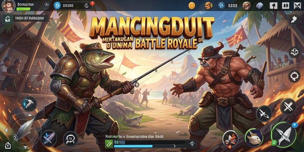 Tampilan seru gameplay MANCINGDUIT dalam pertempuran Battle Royale.