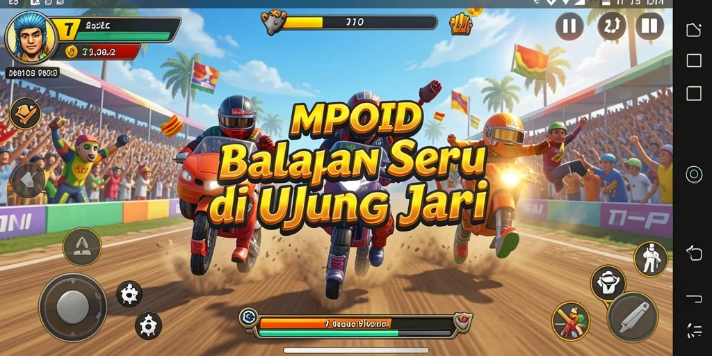 Tangkapan layar MPOID yang menampilkan aksi balapan mendebarkan.