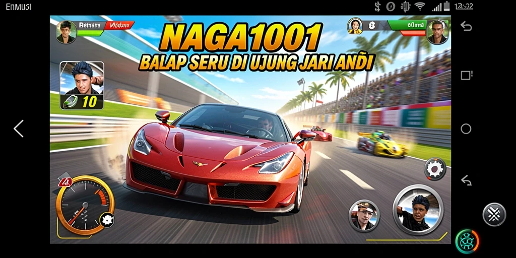 Tangkapan layar menunjukkan gameplay balap NAGA1001 yang seru.