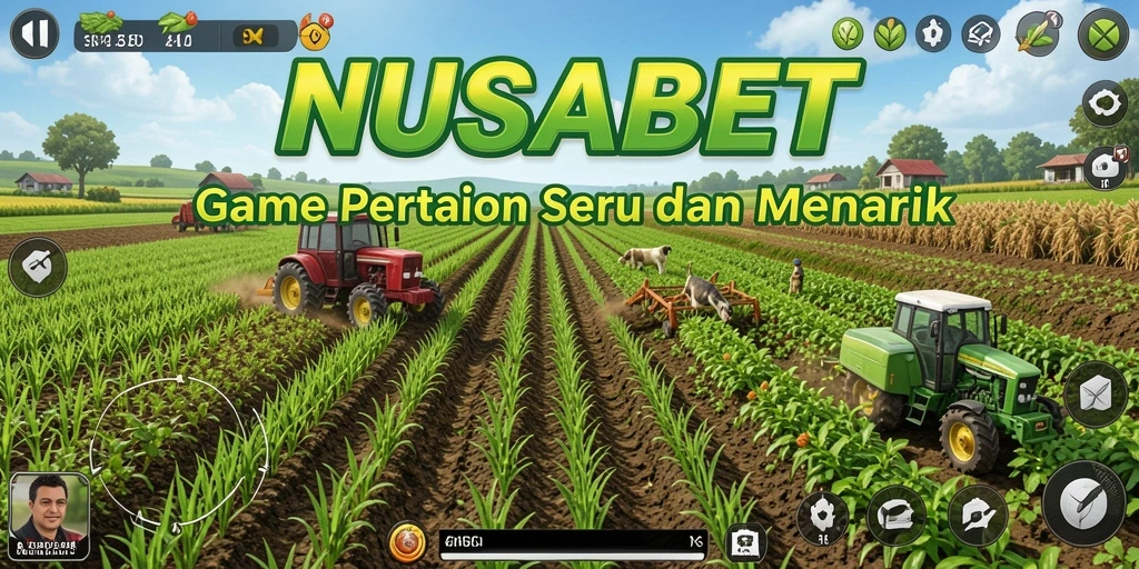 Screenshot gameplay NUSABET saat bertani dengan berbagai tanaman.