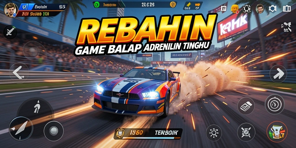 Screenshot gameplay REBAHIN menunjukkan aksi balap yang mendebarkan.