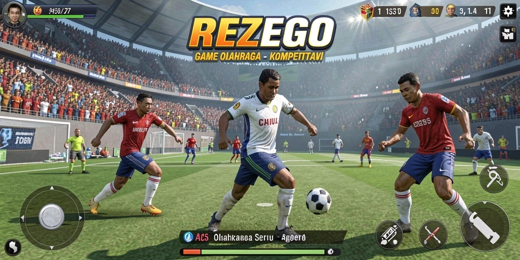 Tampilan gameplay seru dalam REZEGO dengan aksi olahraga yang menarik.