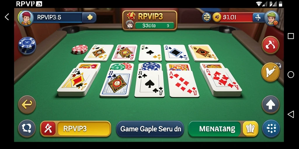 Tampilan seru gameplay Gaple di RPVIP3 yang menarik.