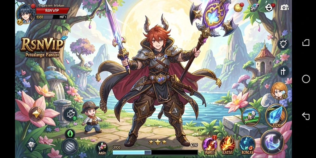 Tampilan gameplay RSNVIP yang penuh warna dan dinamis.