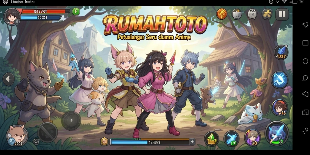 Screenshot dari gameplay RUMAHTOTO yang menampilkan karakter animasi yang menarik.