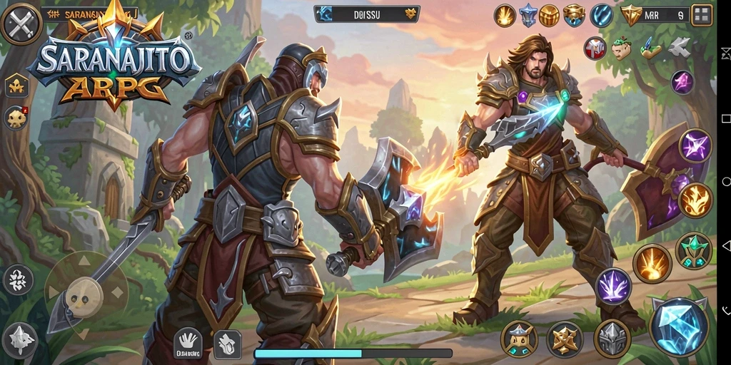 Gameplay seru SARANAJITU dengan aksi pertempuran seru dan karakter yang bervariasi.
