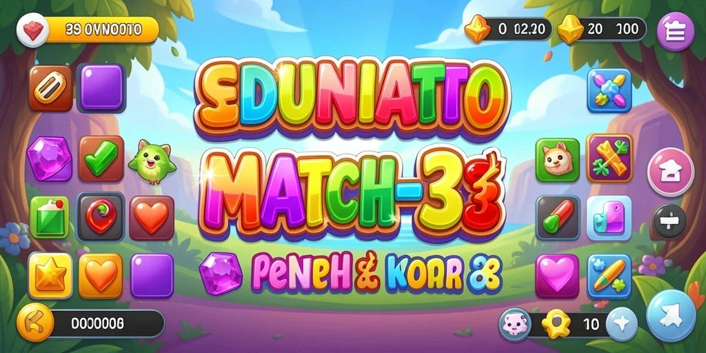Screenshot game SEDUNIATOTO menampilkan momen seru gameplay Match-3.